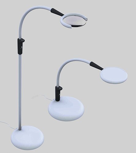 Golv/bordslampa med förstoring i vit/grå